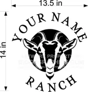 CUSTOM VINYL DECAL YOUR NAME RANCH GOAT CLOSE UP