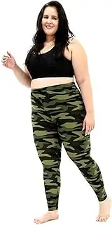 [jack david collection] Jack David Womens Plus Size Army Camouflage Soft Leggings 1X-2X-3X Military Print