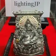 Zippo Acala Buddhist Statue God Metal Etching Antique Silver Shine Lighter Japan