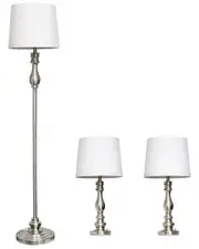 Lalia Home Perennial Morocco Classic 3pc Metal Lamp Set (2 Table Lamps, 1 Floor Lamp)