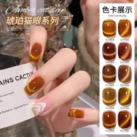 在飛比找蝦皮購物優惠-【滿2件起購】秋冬琥珀貓眼甲油膠套裝2024新款網紅流行晶石