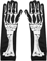 [Genérico] Bone Gloves - 1 Pair Horror Style Skeleton Work Gloves | Halloween Skeleton Gloves, B0nes Ghost Skeleton Gloves, Long Skull Gloves, Ghost Gloves, Glove, multicoloured, Black