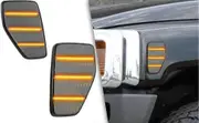2PCS lights For Hummer H3 H3T 2005-2010 Clear & Smoked Lens LED Side Marker Lamp Amber Front Side Fender Turn Signal Lights Clear lens