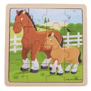 16pc Bigjigs Toys 18cm Horse & Foal Jigsaw Puzzle Kids/Children Wooden Toy 2y+