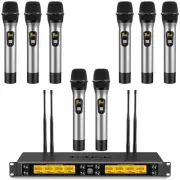 TONOR Wireless Microphone System, 12-Channel UHF Cordless Mic, 8 Handheld Metal
