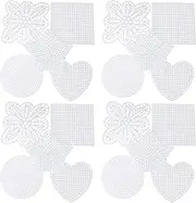 BEBEMOKO 50 Pcs Cross Stitch Mesh Plastic Canvas Sheets for Embroidery Crafting Includes Heart Square Pentagram Round Shapes for DIY Coasters and Knit Projects