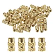 30pcs M4 Threaded Inserts Brass Heat Set Insert M4x10mm, OD 6mm Knurled Nuts