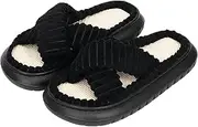 [Aopuro] Women Summer Slippers Open Toe Cross Band Shoes Memory Foam House Slippers Rubber Sole Sandal Indoor Outdoor Birthday Christmas Gifts