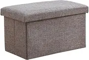 Foldable Linen Storage Ottomans Cube Toy Chest Folding Box Footrest Stool Seat Rest Chest Couch 50cm(L) x 30cm(W) x30cm(H) Gray