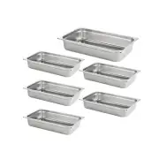 6 Pack Anti-Jam Hotel Pans, Full Size 4 Inch Deep, Commercial Stainless Steel...