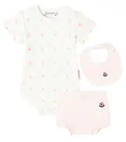 [Moncler Enfant] Moncler Enfant Baby cotton bodysuit, bloomers and bib set M 6-9 white