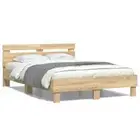 RGB LED Lights Bed Frame Wooden Mattress Base Sonoma Oak 135x190cm