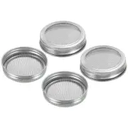 Sprouting Lids, 4 Pcs 70mm Stainless Steel Strainer Lids, Silver Tone