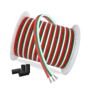 100ft Extension Cable 3 Pin Wire Cord 30M 22AWG Hookup Electrical 3 Color Wir...