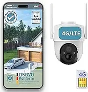 PETTEC PetCam Free'n 360 4G/LTE Surveillance Camera [Without Subscription Trap] for Outdoor Use with Battery & Pan & Tilt Function - Outdoor Camera 3MP Ultravision, Motion Detection, 20 m Night Vision