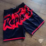 【球衣藏家】MITCHELL & NESS M&N BIG FACE SHORTS 暴龍 黑紅 復古 NBA 球褲