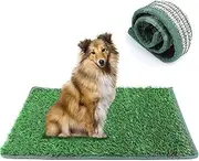 Dog Grass Pad Artificial Grass for Dogs Potty- 2 Pack (18*23in-Hemmed Edge Grass), Washable Professional Dog Training Grass Pee Pad for Indoor Outdoor Apartments and Grass Turf Mat Replacement