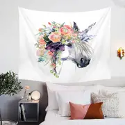 Floral Head Unicorn Tapestry