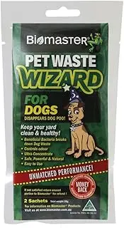 Biomaster Pet Waste Wizard Digester Sachets, Beneficial Enzymes to Break Down Waste, (100% Natural Concentrate, 2 Sachets)