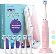 FUMEIKANG Kids Electric Toothbrushes Sonic Rechargeable Tooth Brush Gifts for Boys and Girls Smart Timer Power Toothbrush - 3 4 5 6 7 8 9 10 11 12 (Pink)