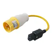 Leaderman Yellow PAT Adaptor 11016PIECS 110V Plug (16A) to IEC Adaptor