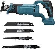 Battery Reciprocating Saw Compatible with Makita 18 V Battery, Electric Reciprocating Saw with 4 Saw Blades, Portable Battery Reciprocating Saw for Metal, Wood, PVC Pipes Cutting, Tree Cut (Brushless