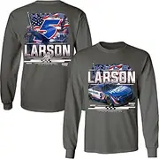 Checkered Flag Sports Kyle Larson 2025 Long Sleeve HendrickCars Patriotic 2-Spot T-Shirt Gray