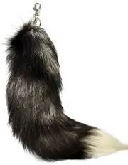 [Alpertie] Fluffy Real Fox Fur faux Tail Keychain Tassel Bag Cosplay toy Handbag Accessory hook Pendant, Black, 40cm/15.75inch