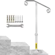 VEVOR Single Post Handrail White Wrought Iron Post Mount Step Grab Supports Fits