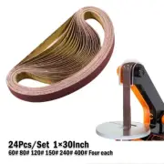 Reliable Belt Sander Sandpaper 1x30Inch 24PCS Set Multiple Grit Options