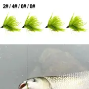 Efficient For Grass Carp and Bream Fishing 4pcs Fly Fishing For Grass Hook Set