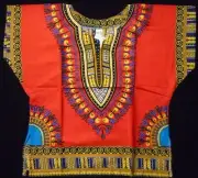 Dashiki African Kids Boys Children Shirt Ethnic Mexican Poncho Top Red one size