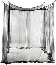 JISADER 4 Corner Post Bed Canopy Net Elegant Bed Tent Mesh for Kids Room Home, Black, as described