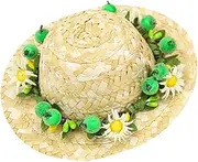WEKAMOS Dog Hawaii Woven Hat Green Daisy Flower Creative Headdress for Pets for Birthdays Photo Props Masquerades and Weekend Parties