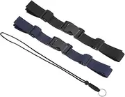 uxcell Backpack Chest Strap Set, 2 Pack Polyester Webbing Adjustable Replacement Strap with Quick-Release Buckle & Anti-lost Lanyard for Bag Outdoor Hiking Cycling, Blue/Black