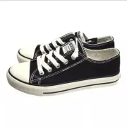 WeeStep Original Sneakers/Shoes Canvas Low Cut Top Lace Up Flat Black Size US 3