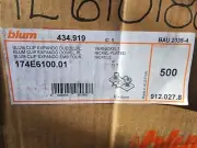 500Box- Blum 174E6100.01 CLIP Top One Piece Wing Mounting Plate - Nickel