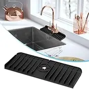 MXPRINCESS Kitchen Sink Splash Guard – Durable Silicone Sink Faucet Mat - Faucet Mat for Kitchen Sink Protects Against Splashes, Stains – Foldable Sink Tray Compatible with All Faucet (BLACK)