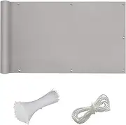 Windproof Waterproof Fence Panel Cover for Porch Deck Outdoor Backyard Patio Light Grey 0.7x3.5m