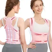 Back Brace Posture Corrector for Women: Shoulder Straightener Adjustable Full Back Support- Scoliosis Hunchback Spine Corrector (Pink-Szie M)