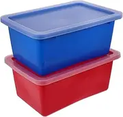 HOUDERCO 2pcs Stackable Plastic Storage Bins with Lids for Organizing Clothes and Books Kindergartens Homes and Offices Versatile Storage