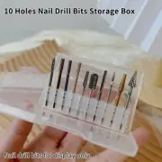 10 Holes Nail Drill Bits Storage Box Case Nail Grinding Head Holder Stand