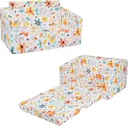 decalsweet Foldable Kids Sofas Couch 2 in 1 Children Convertible Sofa to Lounger Flip Open Toddlers Sofa Bed