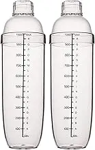 2 Pcs Plastic Cocktail Shaker,Drink Mixer Boba Tea Shaker,Professional Bar Tools Set (33oz/1000cc)