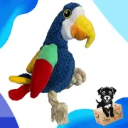 Rope Tug Dog Toy Parrot - Fetch Squeaky