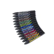 12pc Winsor & Newton Dual Tip BrushMarker Art Drawing/Colouring Set Vibrant