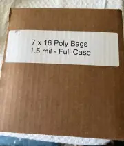 Clear Plastic Poly Bags -Open Top Lay Flat 1.5 Mil - Case of 1000 bags 7" x 16"