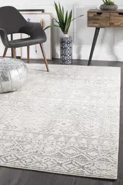 Rug Culture Grey & Bone Ivory Aztec Durable Rug