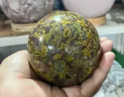 100MM Large Fruit Jasper Sphere Home Office Dask Decor WIth Golden Metal Stand