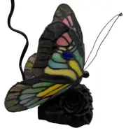 New Cute Tiffany Style w/ Rose Base Butterfly Shaped Table/Desk/Shelf/Night Lamp